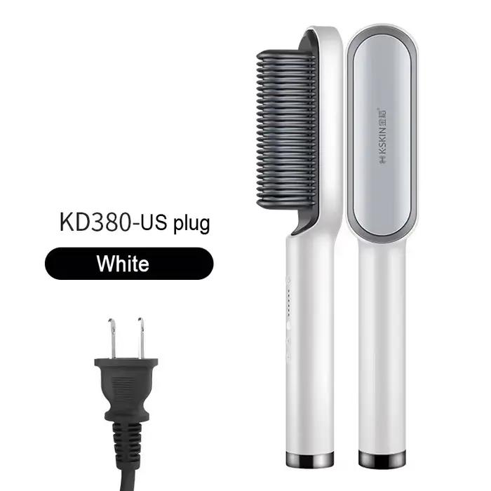 Peigne à lisser 2 en 1, peigne chaud à chauffage rapide, en céramique, à ions négatifs, brosse à lis