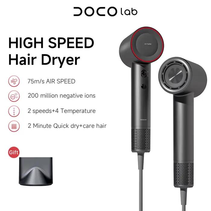 DOCOLAB – sèche-cheveux à grande vitesse, prise britannique, lisseur à Ions négatifs, buse magnétiqu