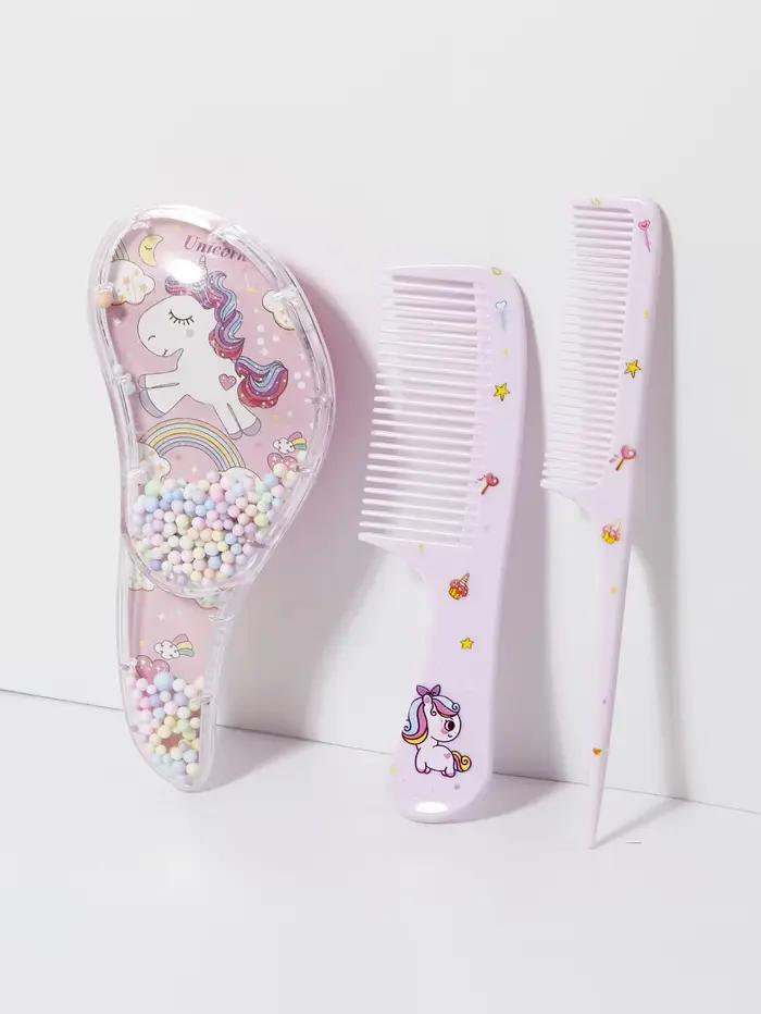 Ensemble de peignes de dessin animé 3 pièces, double usage humide et sec, coiffure, adapté à toute t