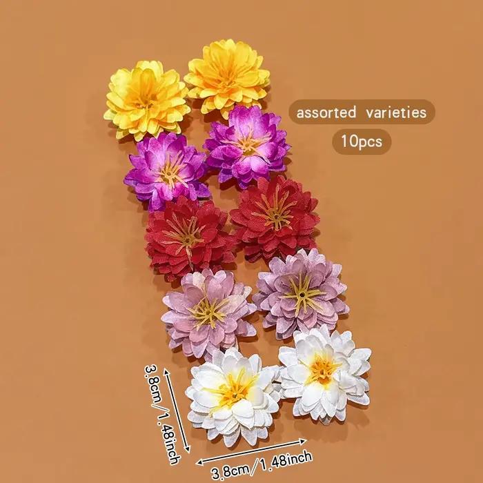 10 pinces à cheveux à fleurs aléatoires colorées pour un usage quotidien comme accessoires pour chev