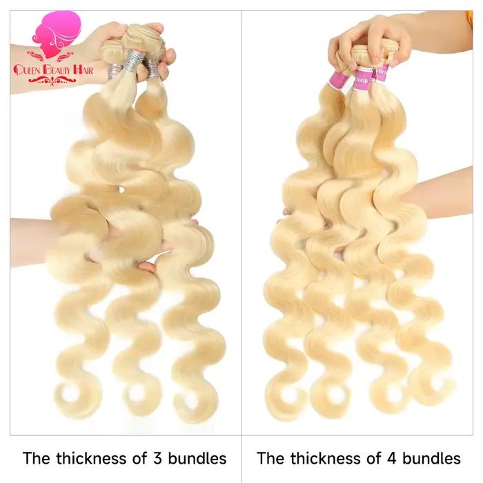 Extensions de cheveux humains Remy 613 blond miel, 30-40 pouces, double trame, ondulés, style péruvi