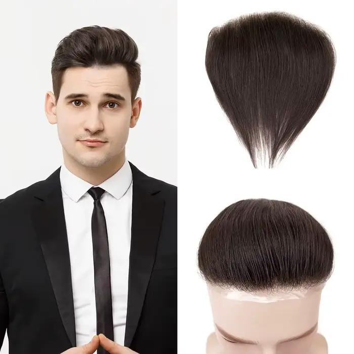 Hotsale 100% morceau de cheveux humains hommes Topper V boucle peau Super mince PU ligne avant systè