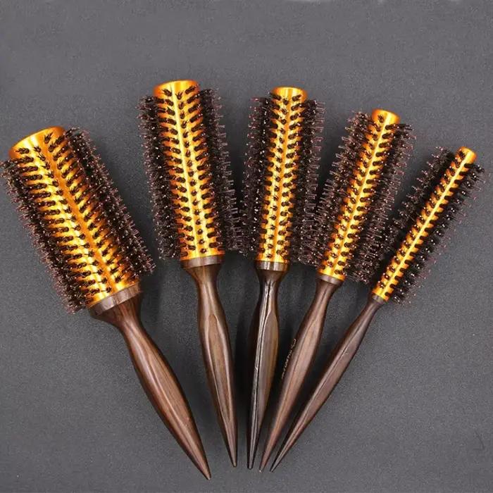 Brosse ronde en poils de sanglier naturels