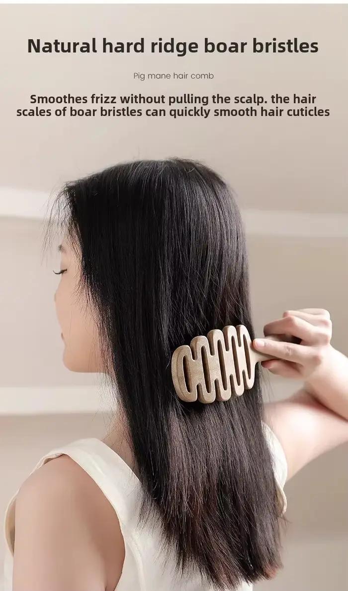 Brosse à cheveux en poils de sanglier