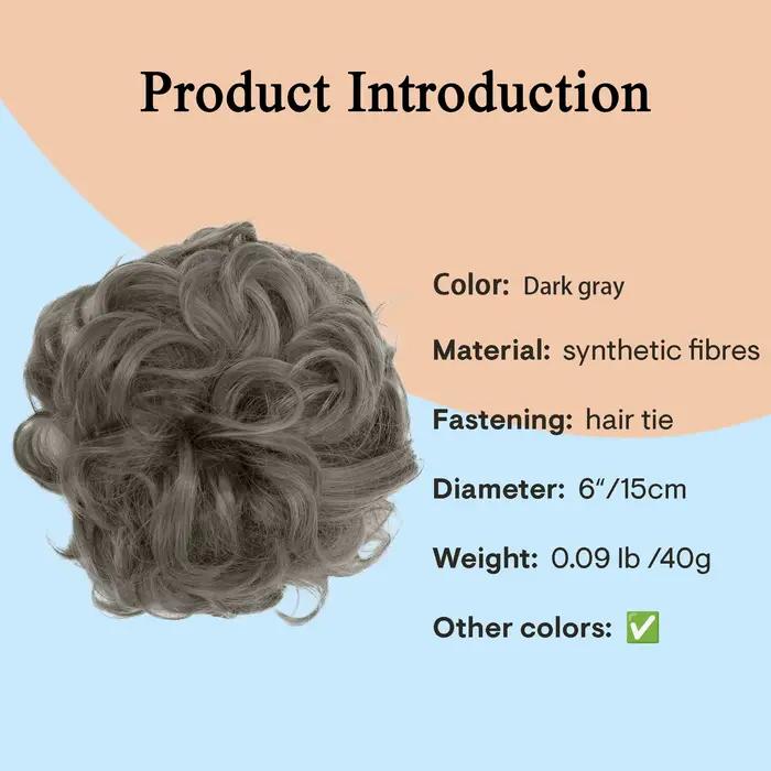 Chignon synthétique bouclé gris foncé volumineux pour coiffure de mariée