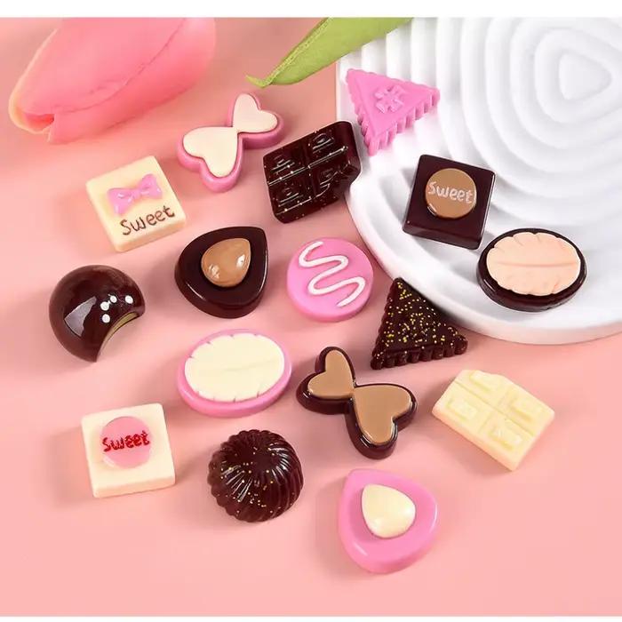 10 pièces chocolat brillant pour épingle à cheveux résine Cabochon Flatback Scrapbooking ornements pour artisanat