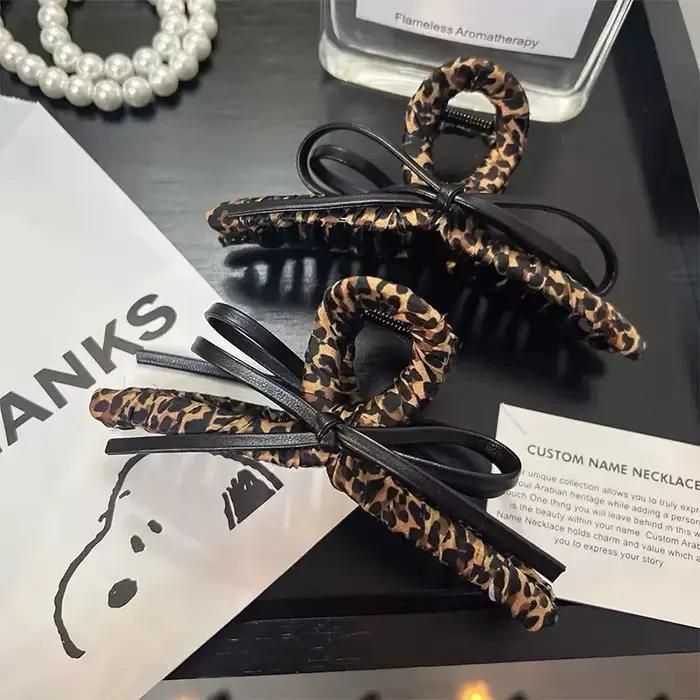 Accessoires de cheveux à grande pince de haute qualité imprimé léopard rétro pour femmes