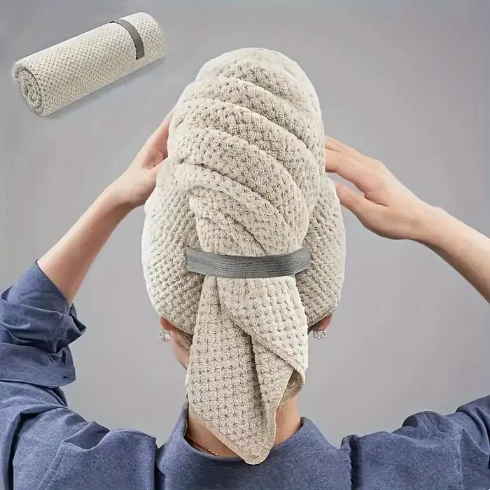 Grande serviette de séchage de cheveux absorbante à l'eau de couleur unie