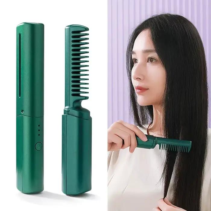 Brosse à lisser les cheveux 3 niveaux 60s Anti-brûlure chaleur sans fil peigne chaud Rechargeable 4000mAh batterie