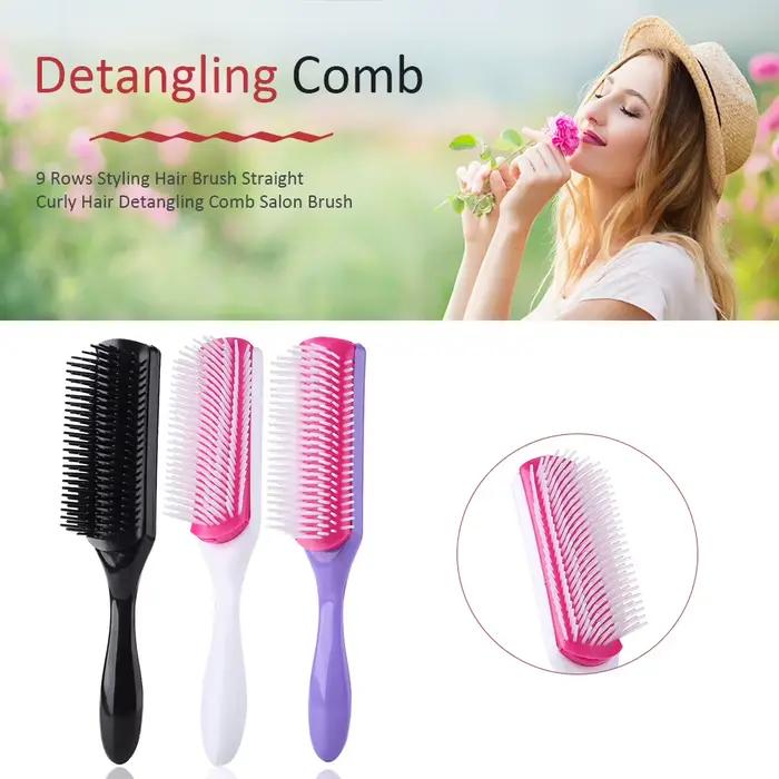 Brosse à cheveux lisse et bouclée à 9 rangées