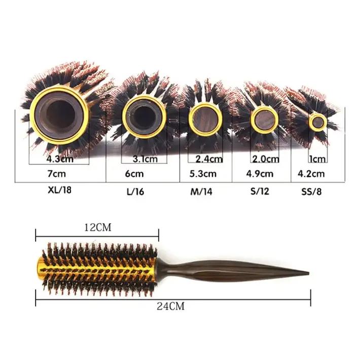 Brosse ronde en poils de sanglier naturels