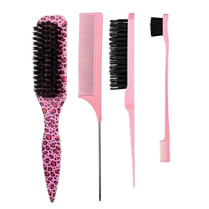 Brosse à cheveux en poils de sanglier pour un chignon lisse et une queue de cheval élégante