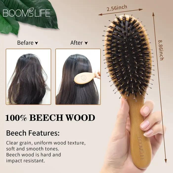 Brosse à cheveux en poils de sanglier doux pour femmes