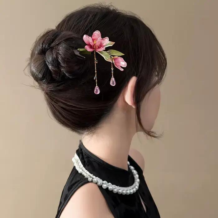 Épingle à cheveux florale de Style chinois