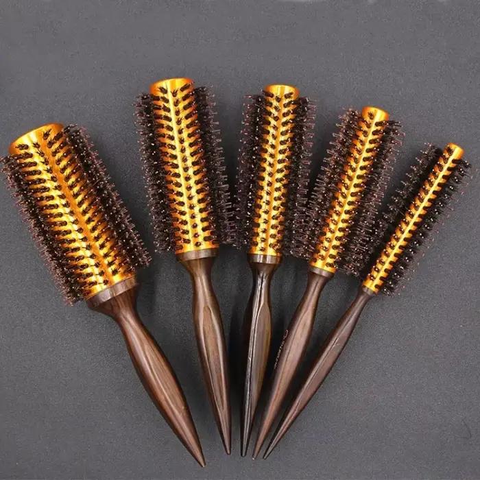 Brosse ronde en poils de sanglier naturels