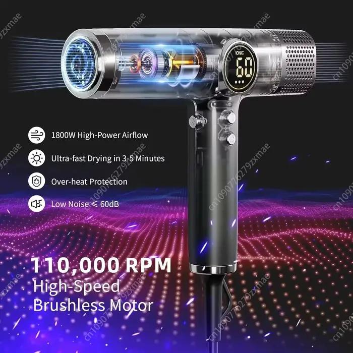 Professionnel 1800W haute puissance sans brosse Salon/barbier sèche-cheveux moteur