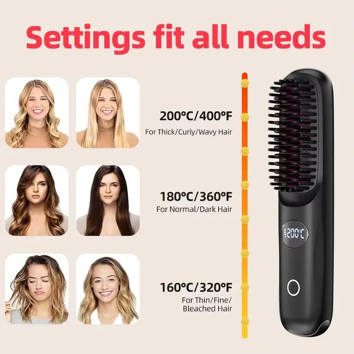Brosse lissante sans fil pour cheveux