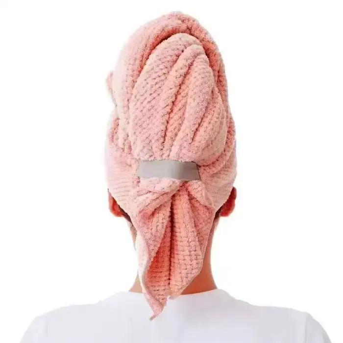 Serviette turban en microfibre gaufrée pour séchage rapide des cheveux