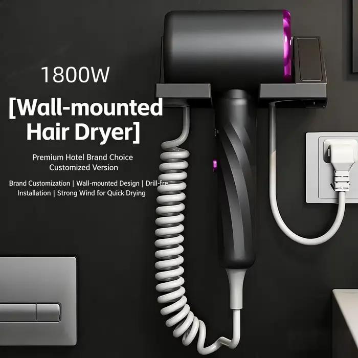 Sèche-cheveux mural 1800W avec affichage LED de la température