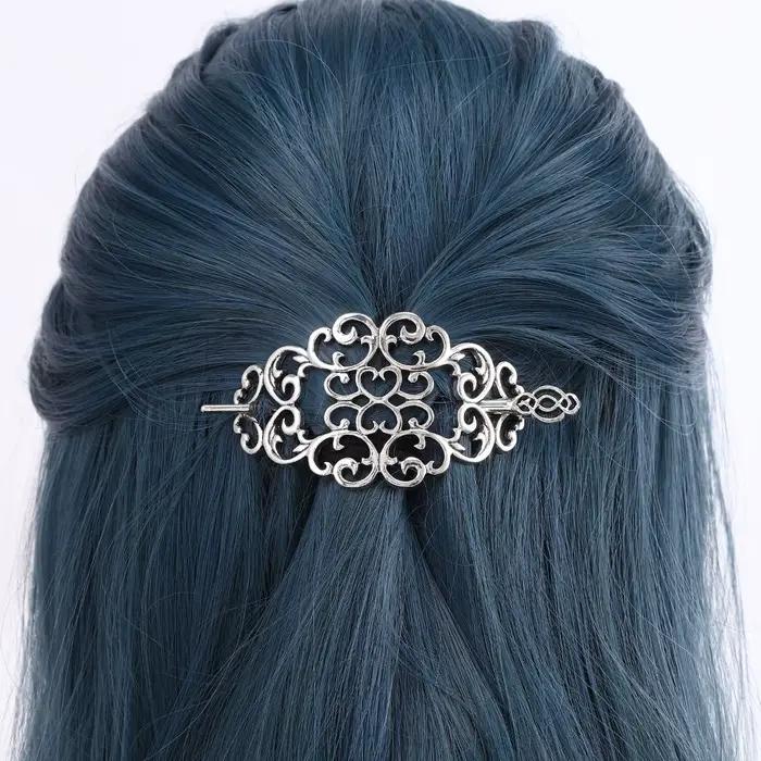 1pc mode Vintage argent filigrane cheveux toboggan complexe défilement conception gothique Style médiéval accessoire
