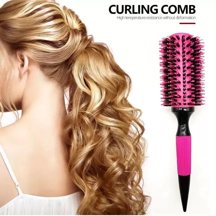 Brosse à cheveux ronde en bois avec mélange de poils de sanglier
