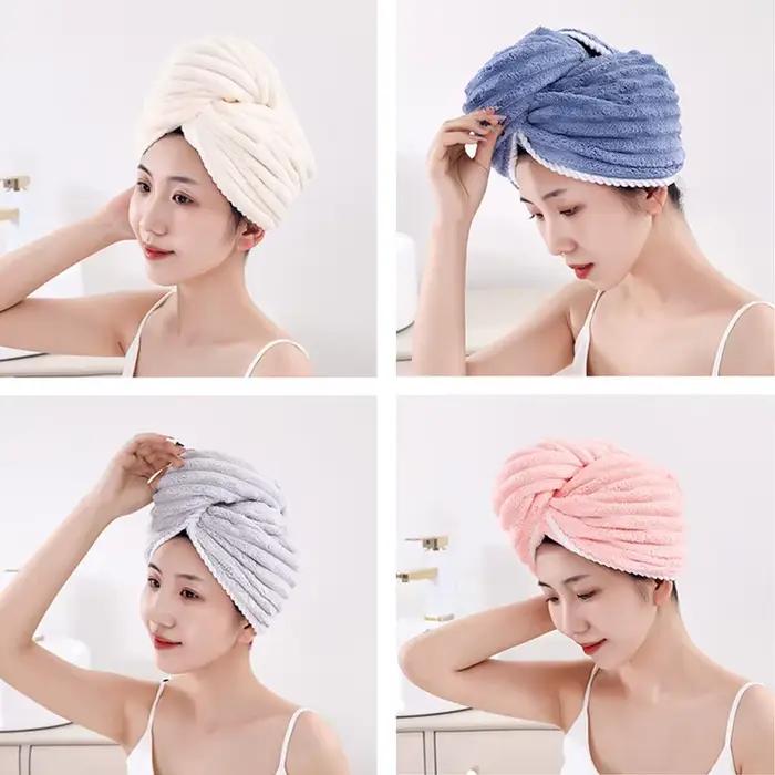 Bonnet de cheveux secs en velours bonbon, serviette absorbante épaisse à séchage rapide en velours corail pour femmes, serviette bandeau, serviette pour cheveux secs