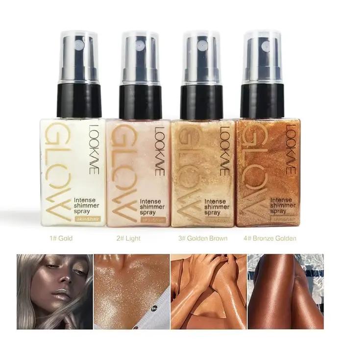 Nouveau Spray Huile Scintillante Imperméable Longue Durée Hydratant Effet Or Bronze Contouring Illuminateur Corps et Visage Outils de Maquillage Pailleté