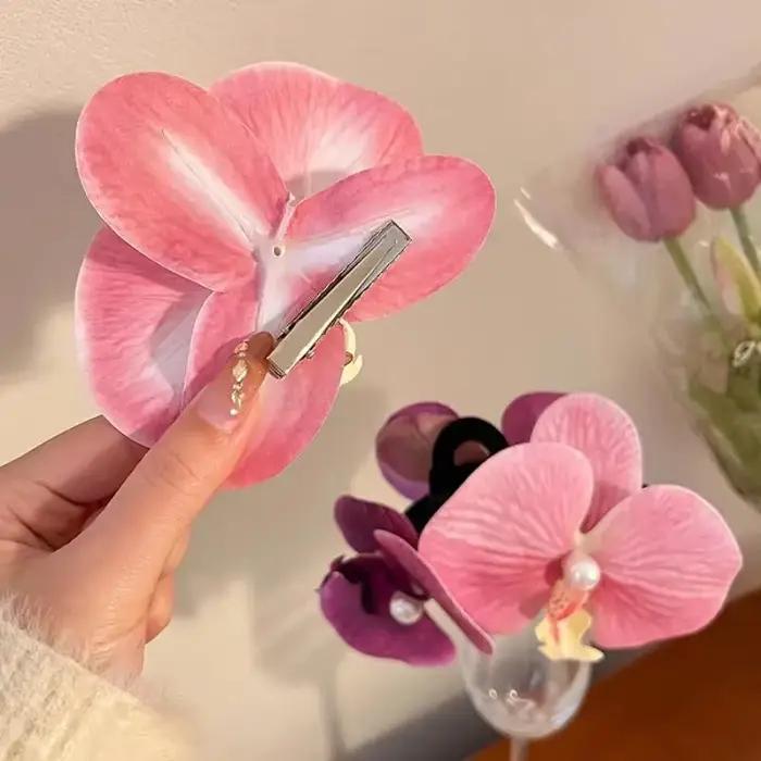 1/6 pièces accessoire de cheveux doux pour les femmes orchidée fleur épingle