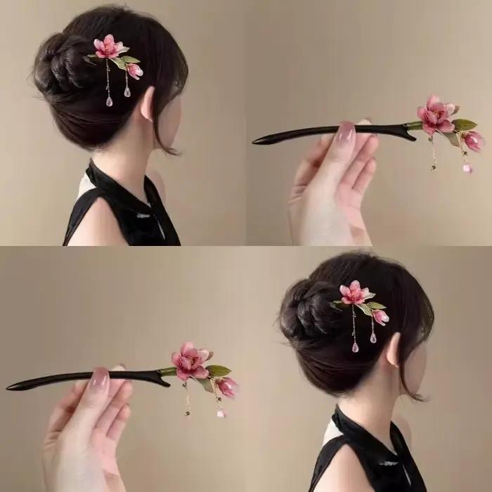 Épingle à cheveux florale de Style chinois
