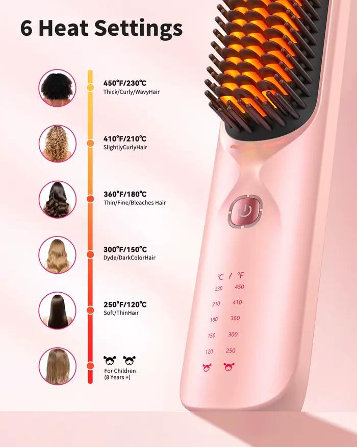 Brosse à lisser les cheveux sans fil