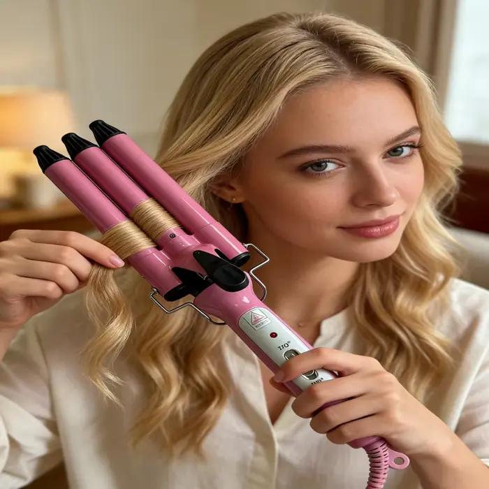 Fer à friser professionnel en céramique Triple baril