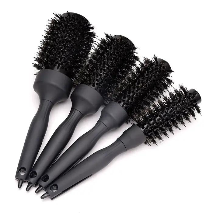 Poignée ronde brosse roulante avec queue pointue coiffure droite sergé peigne à cheveux outil