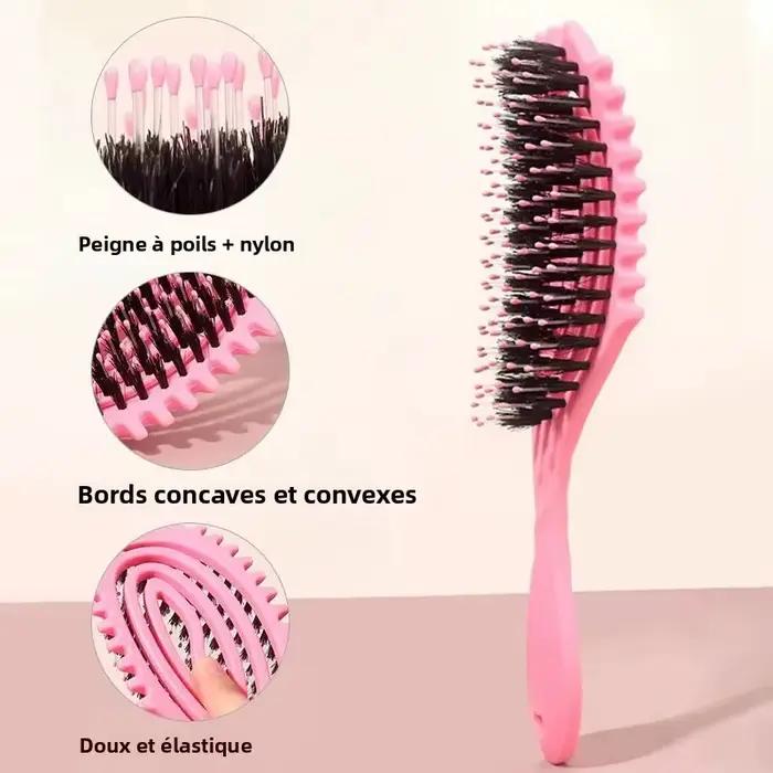 Brosse à cheveux démêlante en poils de sanglier