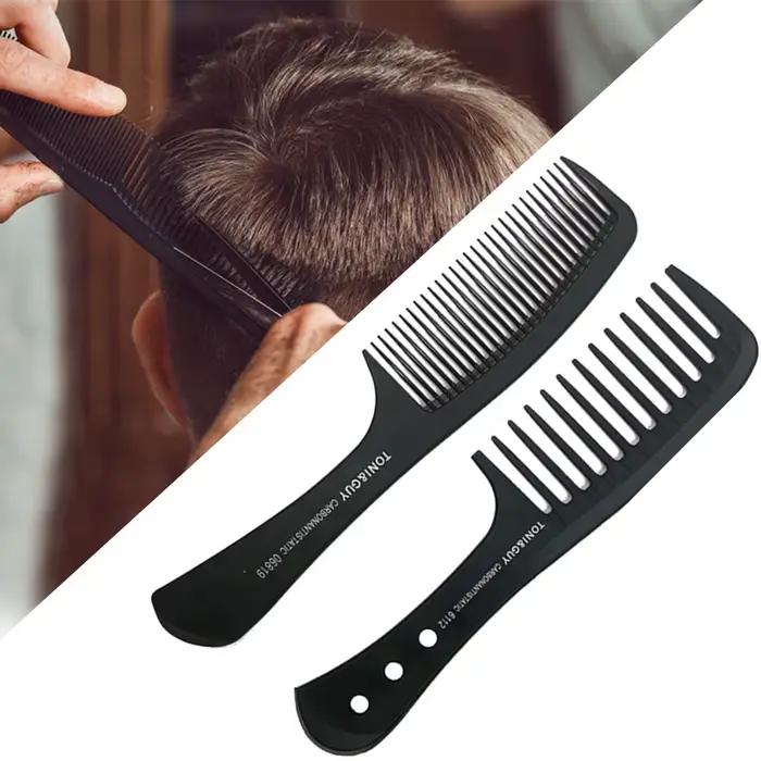 Peigne de coupe de cheveux plat noir à dents larges pour hommes