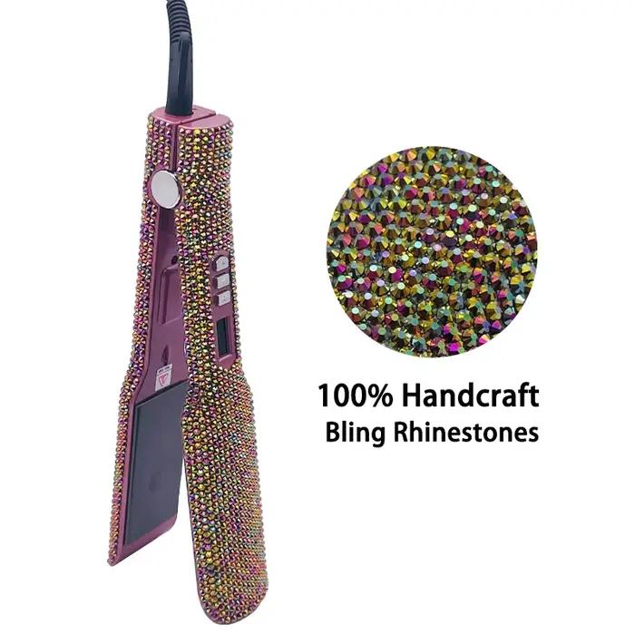 Fer à lisser Plancha Para Cabello 2 pouces fer plat avec strass professionnel titane fer