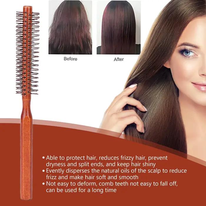 Petite brosse à cheveux ronde en bois unisexe