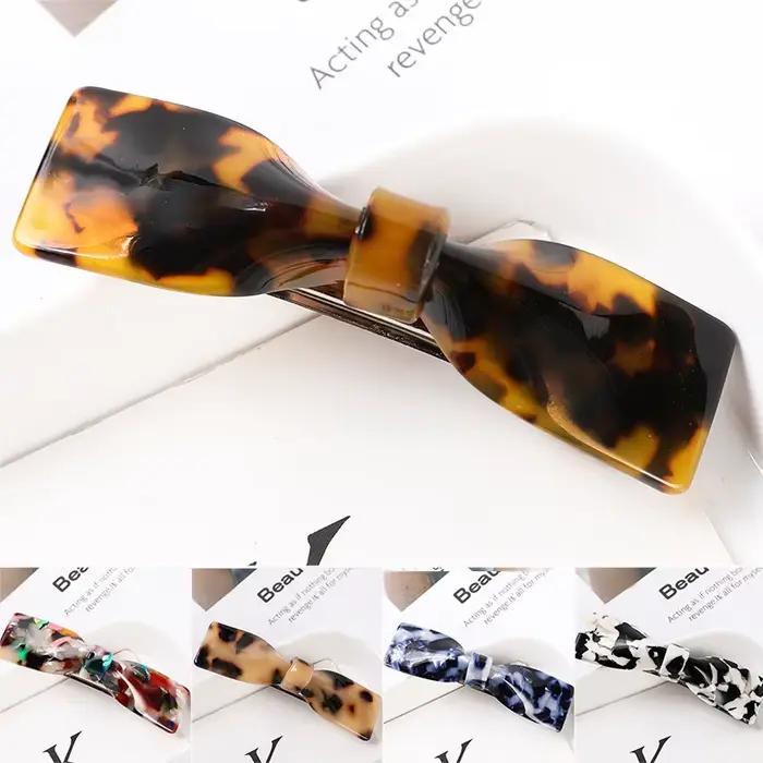 Pinces à cheveux en acétate pour femmes, élégantes Barrettes à nœud coloré, accessoires pour cheveux, nouvelle collection 2021
