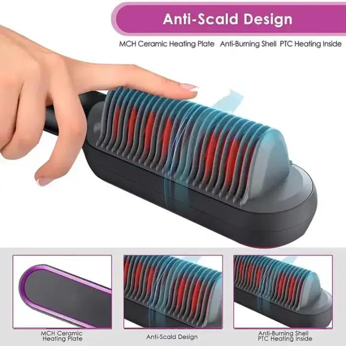 Brosse à lisser électrique PTC pour femme