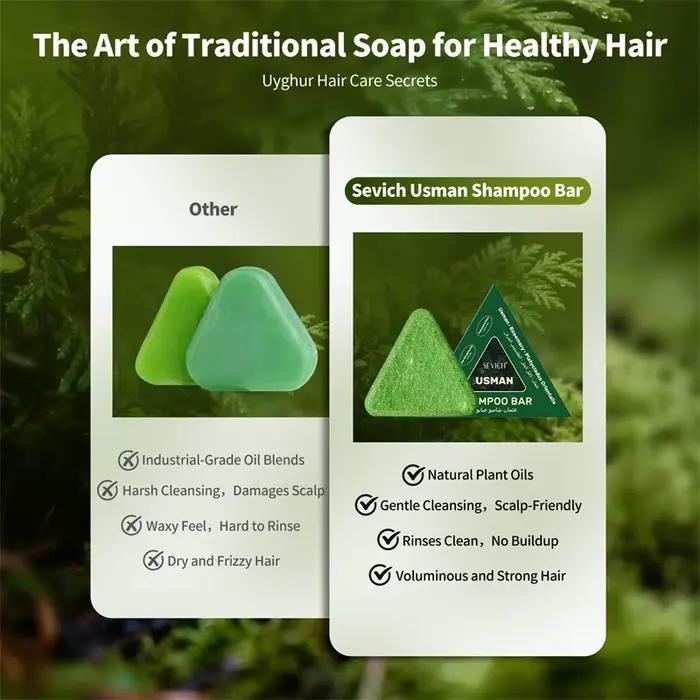 120g Usman herbe & Platycladus shampooing savon renforcer la croissance des racines des cheveux