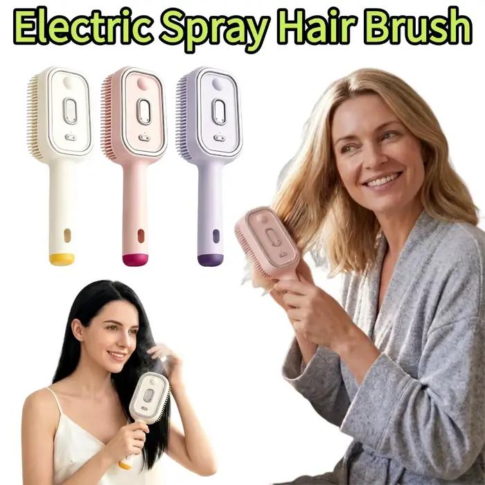 Brosse démêlante électrique 2-en-1 avec pulvérisation d'eau