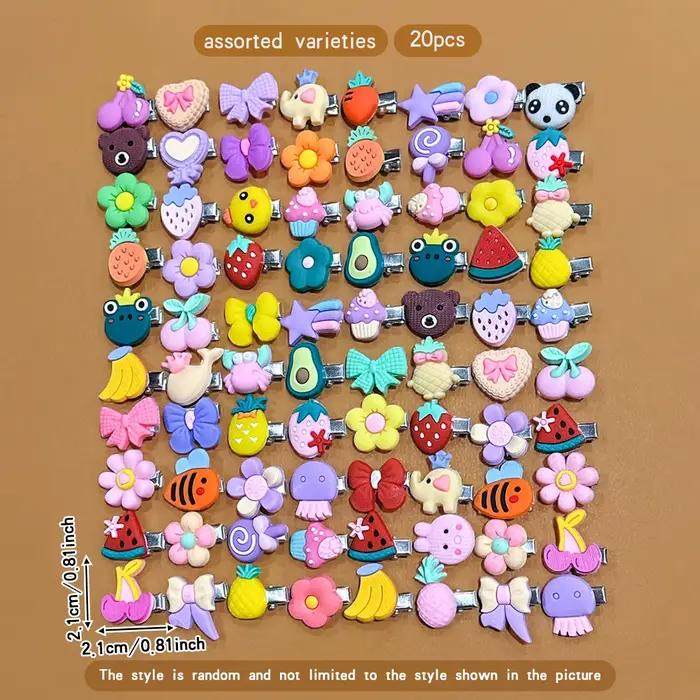 20 pinces à cheveux mignonnes de dessin animé aléatoires adaptées aux accessoires