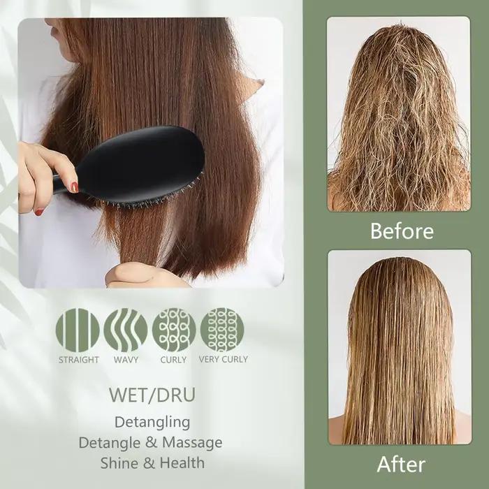 Brosse à cheveux en poils de sanglier