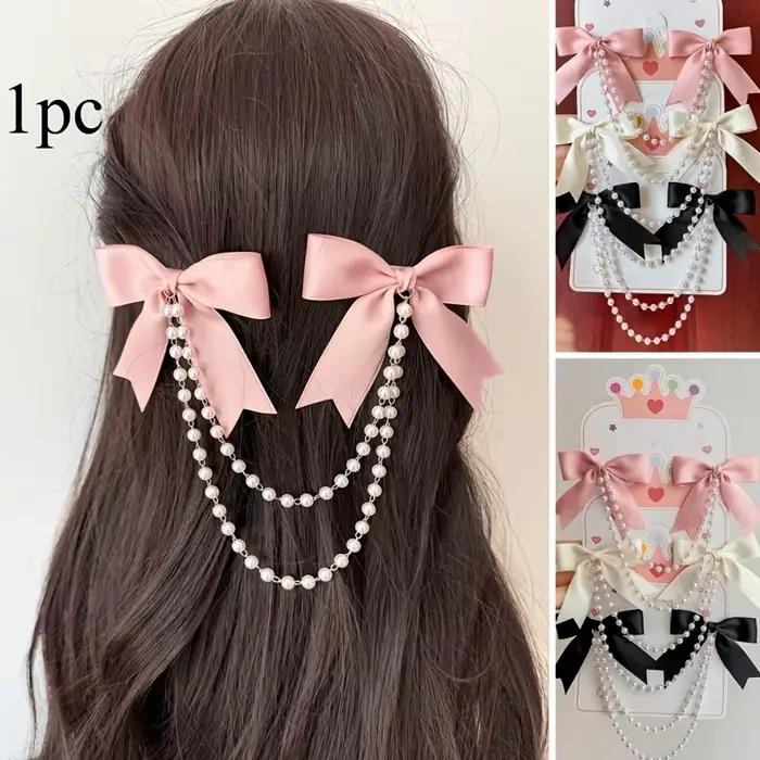 1 accessoire pour cheveux avec nœud en perles – pince à cheveux