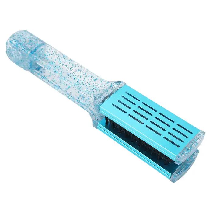 Brosse lissante multifonctionnelle bleue exquise avec pince