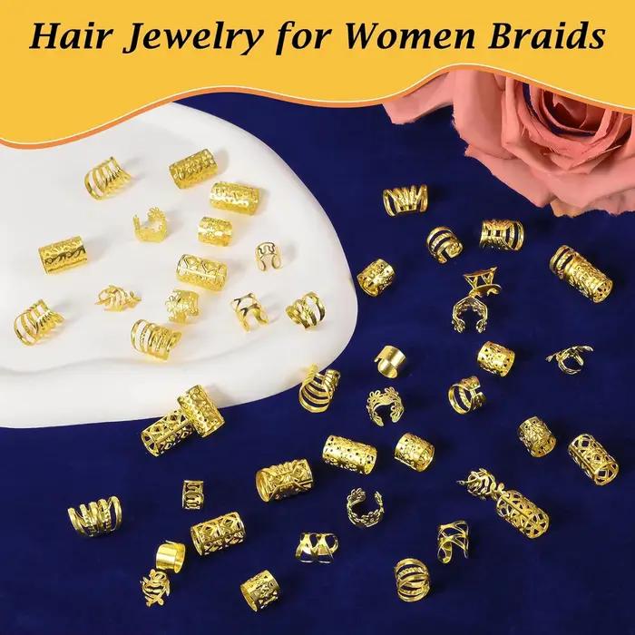 100 pièces bijoux de cheveux dorés pour femmes tresses