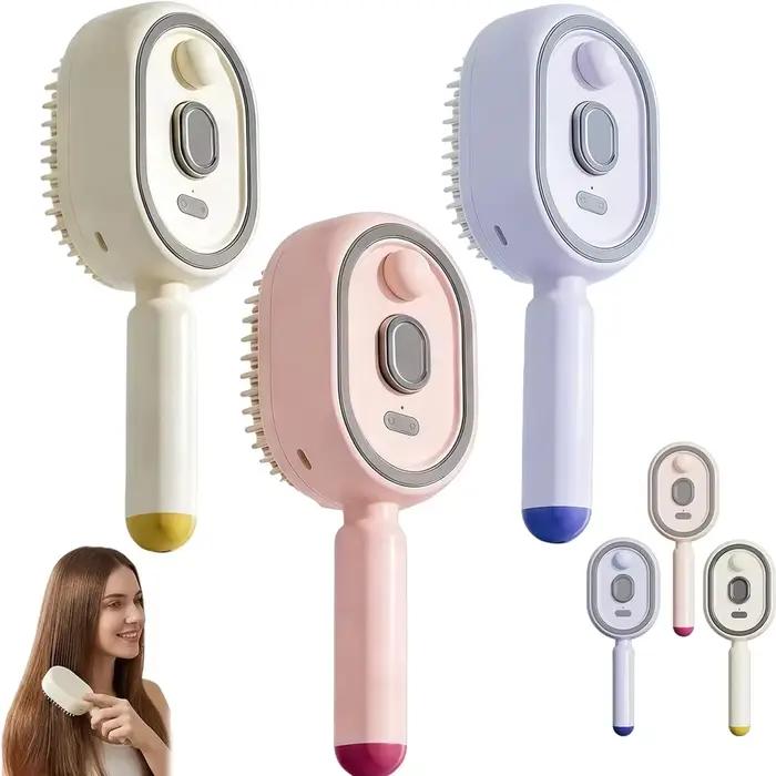 Brosse à cheveux électrique rechargeable à pulvérisation d'eau