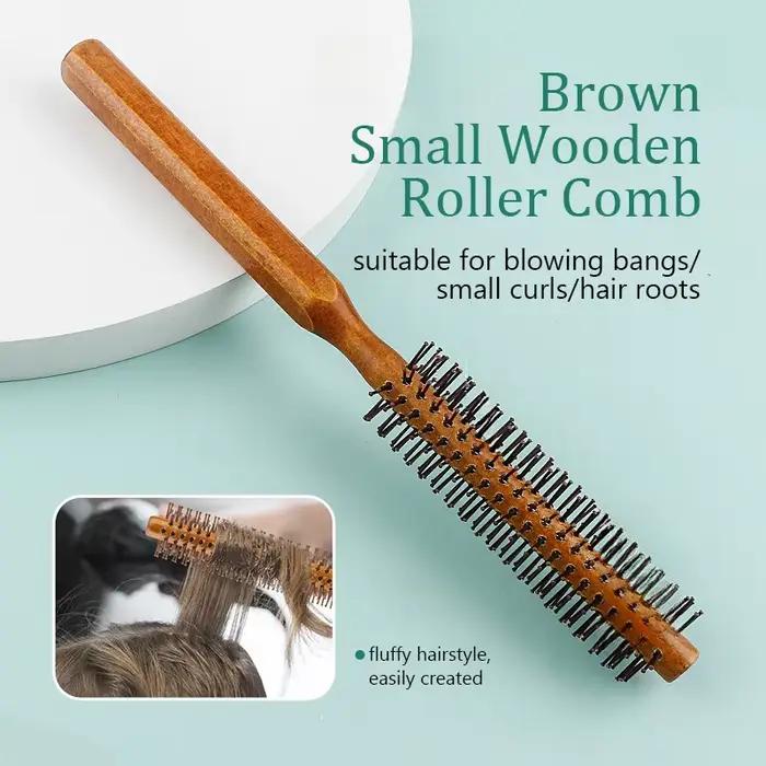 Brosse à cheveux ronde avec manche en bois