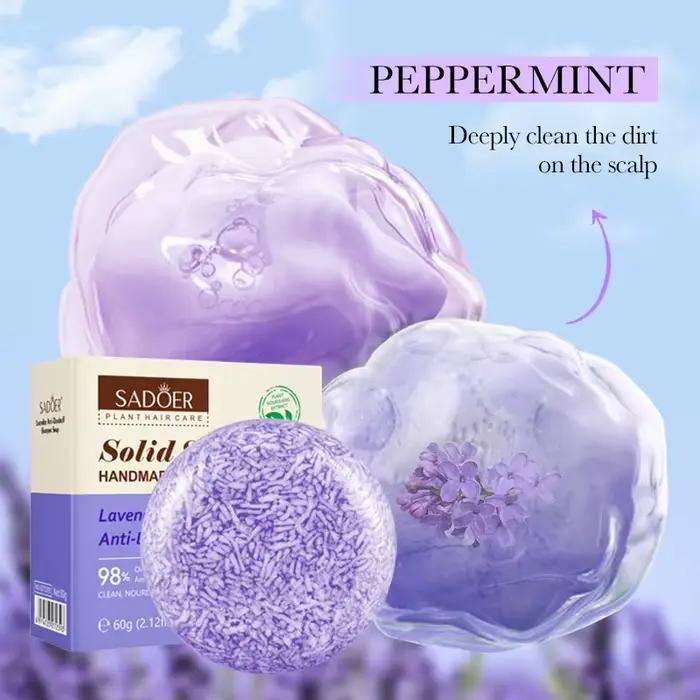 SADOER Savon Solide Capillaire à la Lavande – Shampooing Anti-Croûtes et Séborégulateur pour Cheveux Secs et Abîmés –