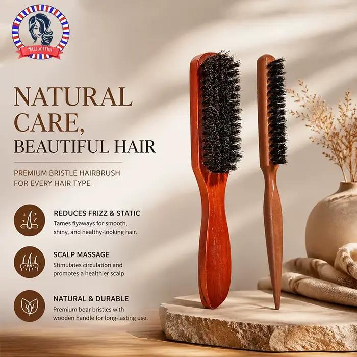 Brosse à cheveux à poils de qualité supérieure avec manche en bois