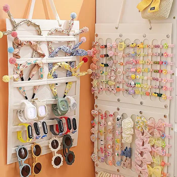 Organisateur de nœuds et accessoires pour cheveux mural grande capacité – Support de rangement pour bandeaux et pinces